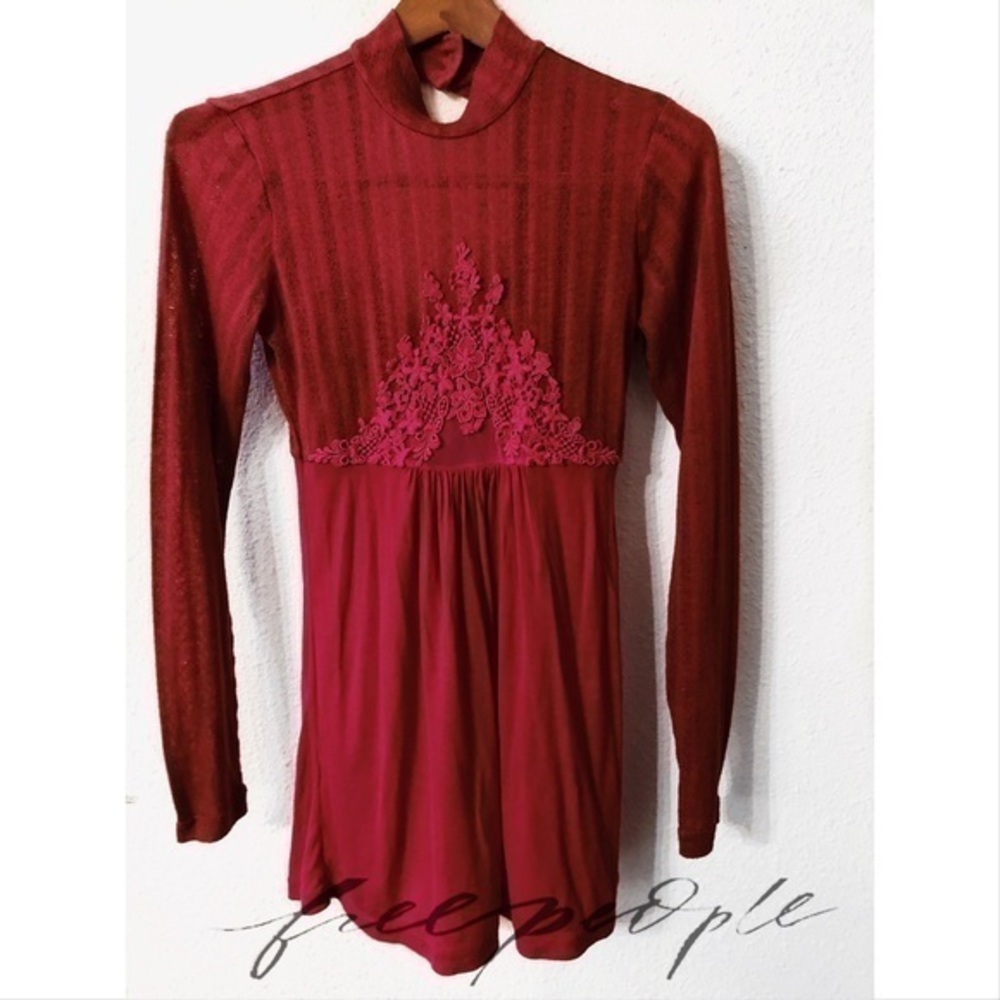 Free People mock neck embellished tunic